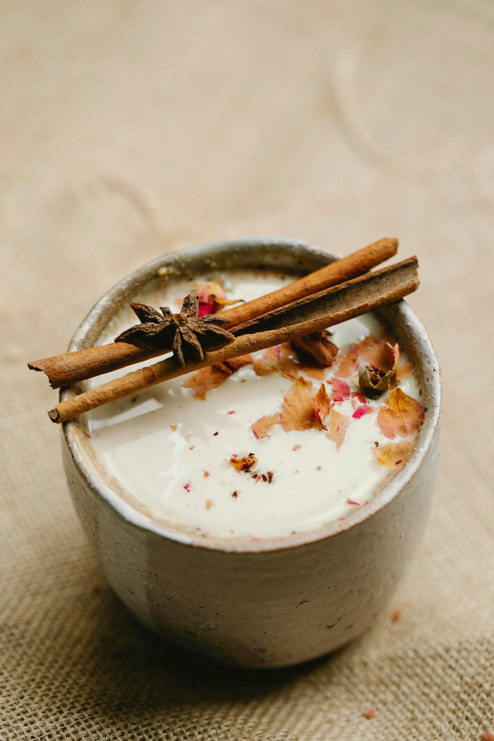 Cup of masala chai on table